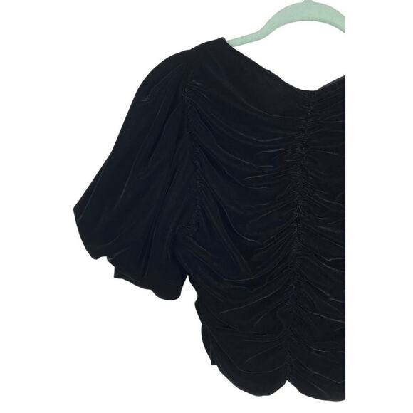 Zara Corie Black Velvet Top XS Puff Sleeve Button Detail Cropped Bloggers Fave - Picture 12 of 15